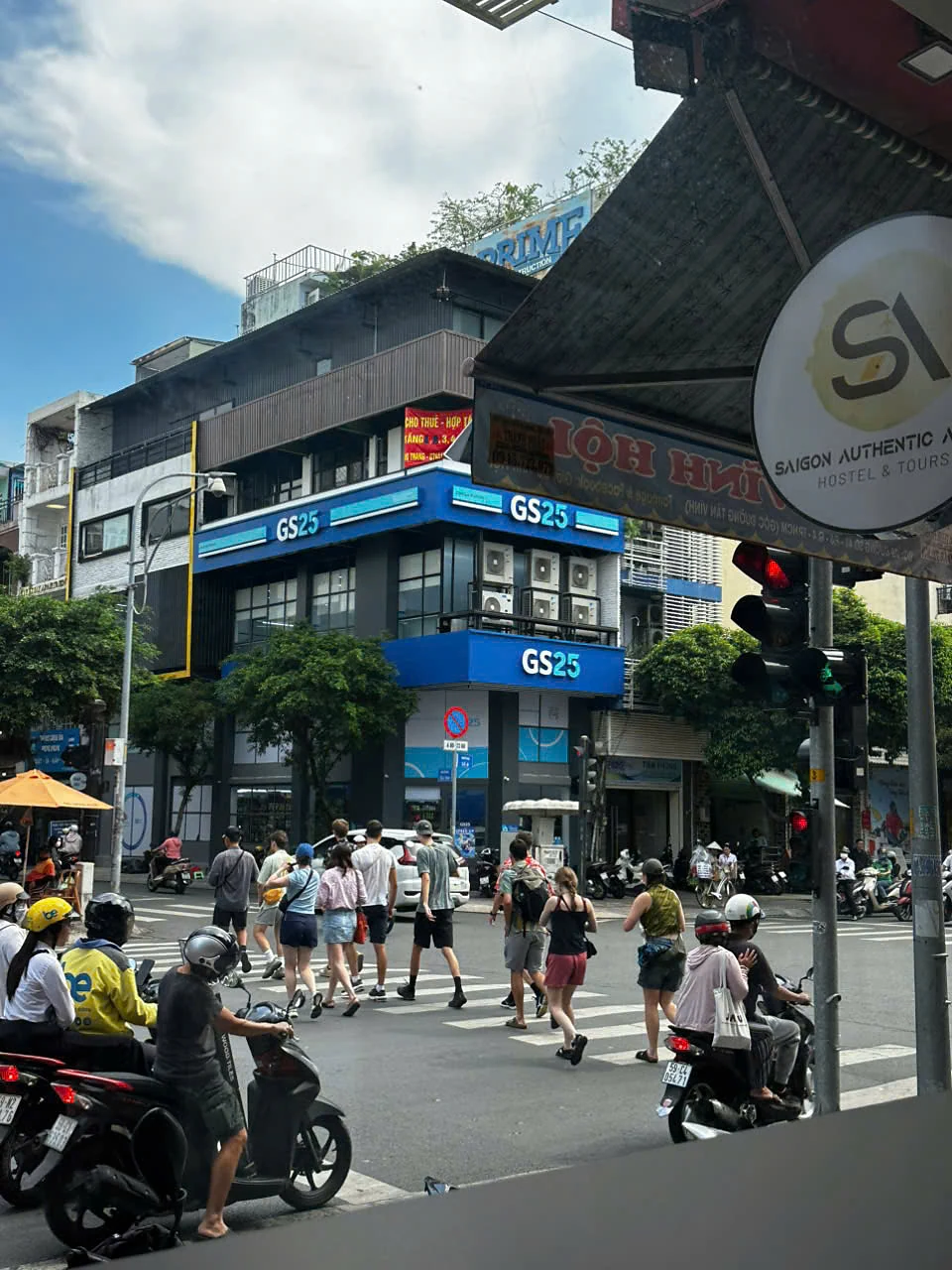 Saigon street scene near the hostel